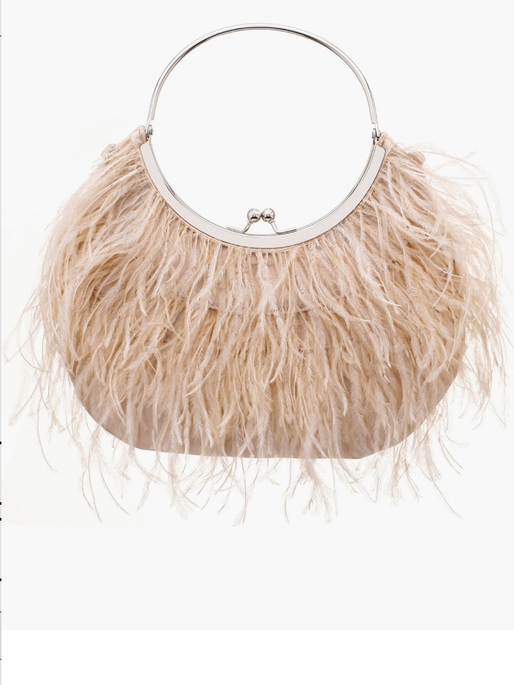 Nina splash Feather Ring-Handle Clutch with Silver Hardware
